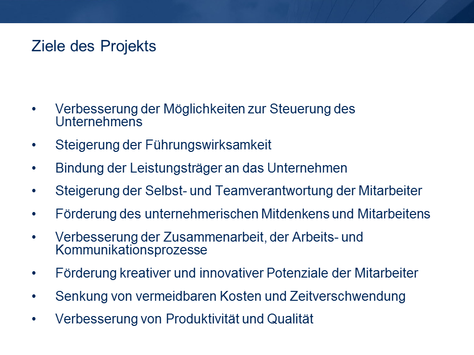 Ziele des Projekts